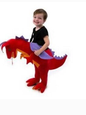 Dragon Halloween Costume 3T/4T Rider Step In Red Stuffed Plush Unisex Toddler